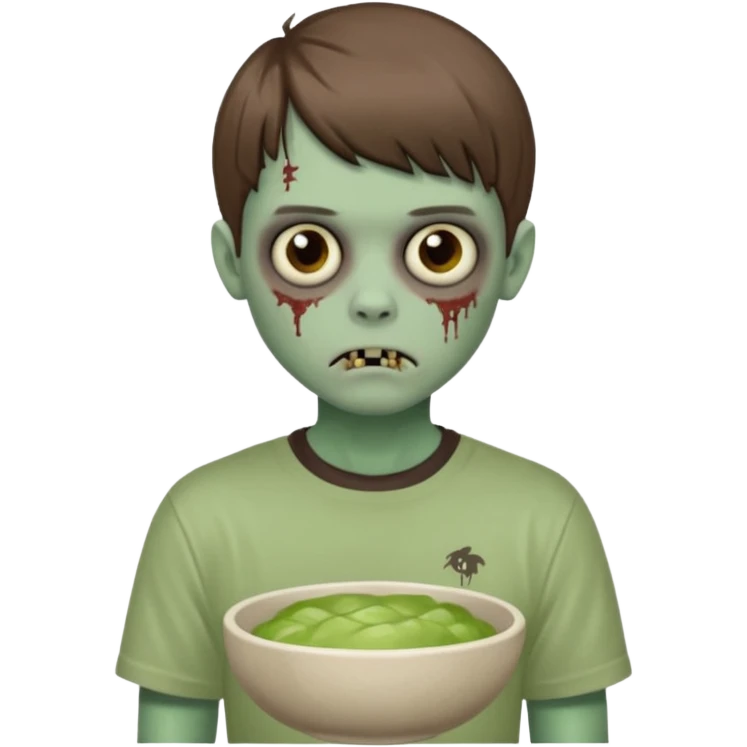 Garoto zumbi com camisa alternativa cabelo castanho quase tijelinha mas não tijelinha emoji