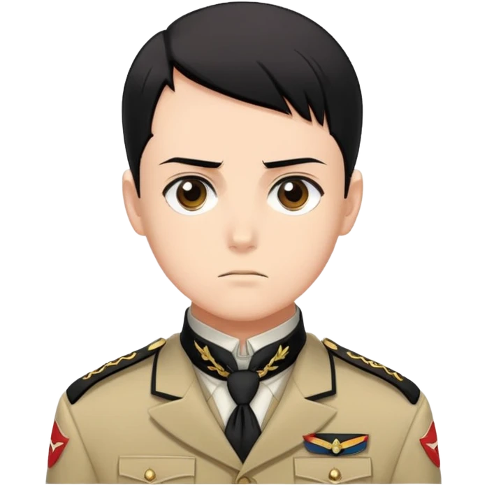 Levi Ackerman from Attack on Titan, with black undercut hair, serious expression, Scout Regiment uniform with cravat emoji