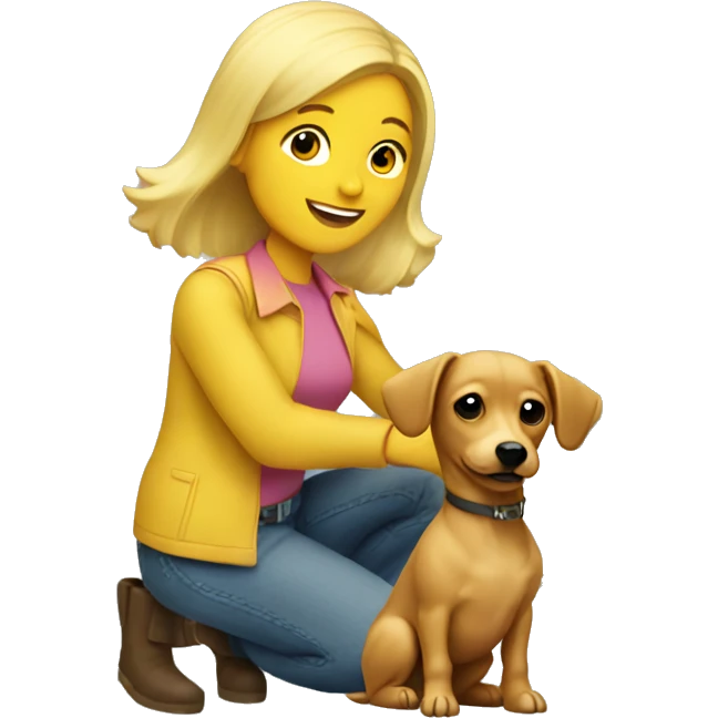 Blonde woman and chiweenie gardening emoji