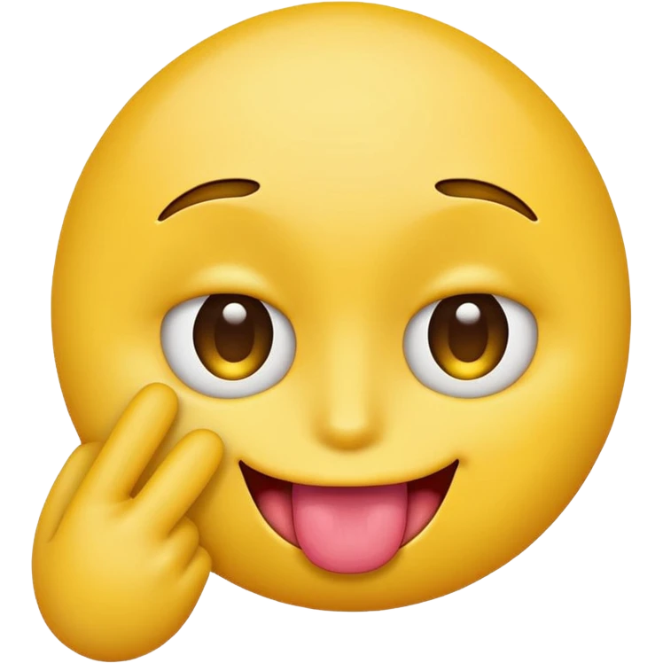 yellow emoji face sticking out tongue, one hand over one eye, mischievous look emoji