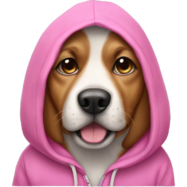 Dog wearing a pink hoodie emoji