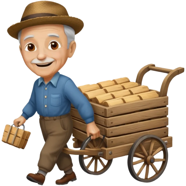 My grandfather is pulling a cart emoji