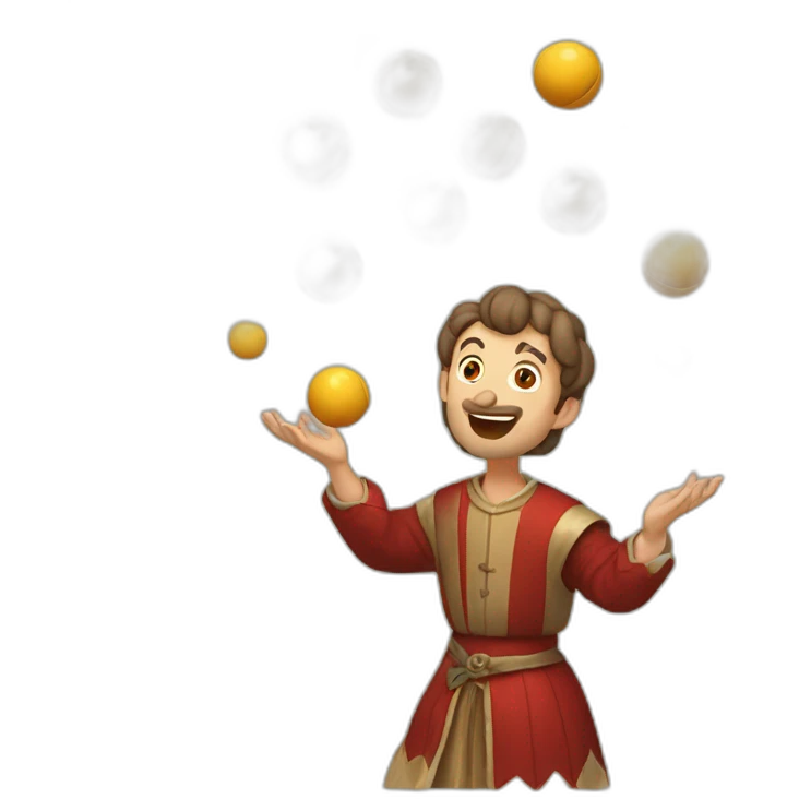 medieval juggler juggling 4 same-sized balls over them emoji