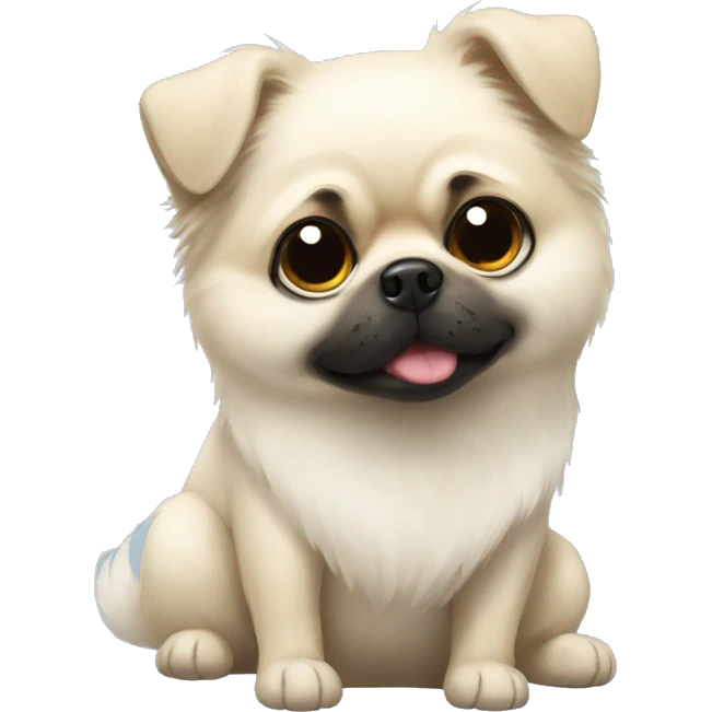 white Pomeranian hugging a pug emoji