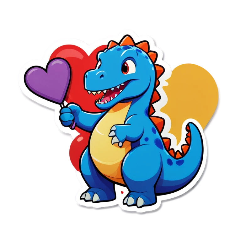 Dinosaur holding a heart  emoji