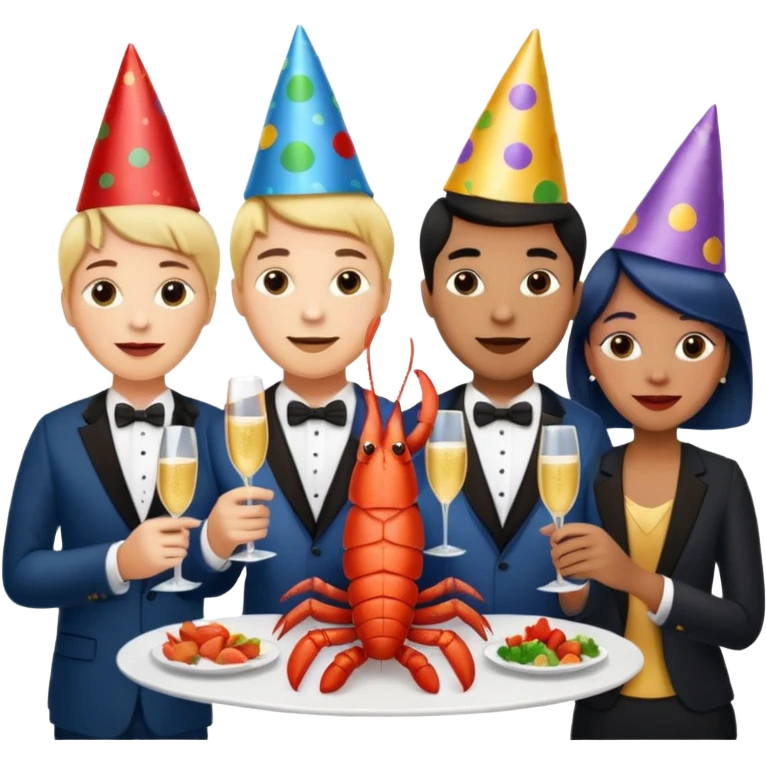 200 people eating lobster at a family party emoji