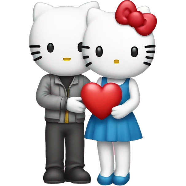 Hello kitty and dear Daniel holding a heart emoji