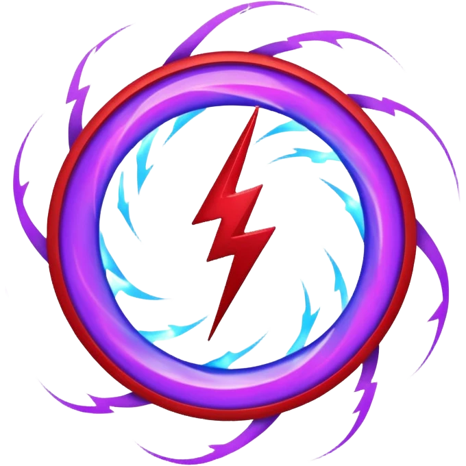 Combination of red blue lightening creating purple lightening in circle shape emoji