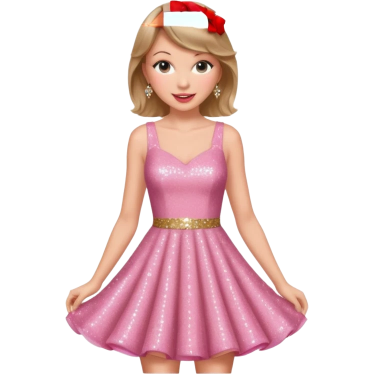 Taylor Swift smile in a sparkling pink dress emoji
