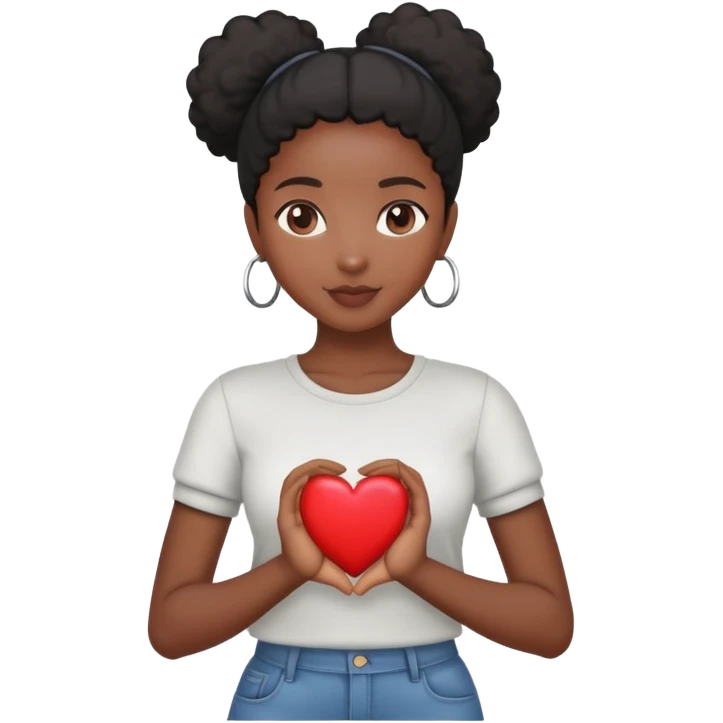 Black Girl with heart in hand emoji
