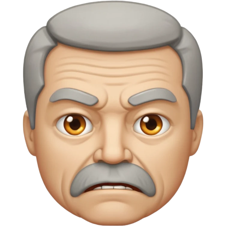50 year old white male with an open mouth. Only his mouth is made of concrete with thick sides resembling a street gutter. He should look slightly angry but the joke is on him. emoji