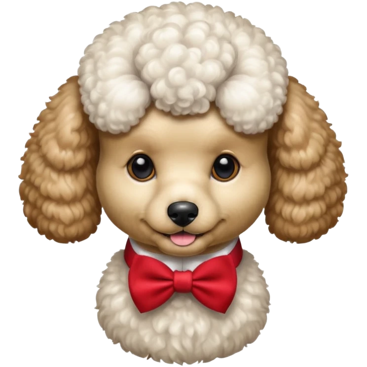 Poodle with red bow tie, half body emoji