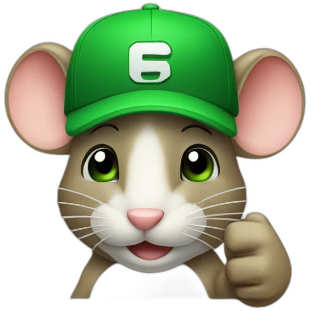 mouse with a green cap giving thumbs up emoji
