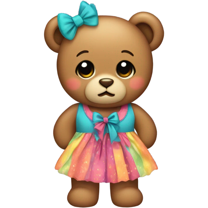teddy bear with a dress and bow  emoji