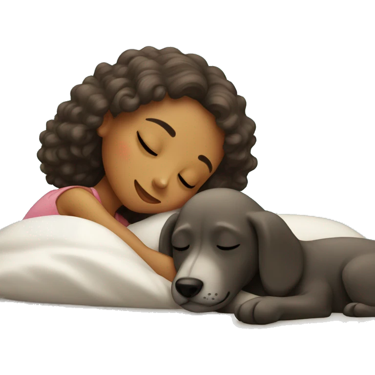 Girl and pudel sleeping emoji
