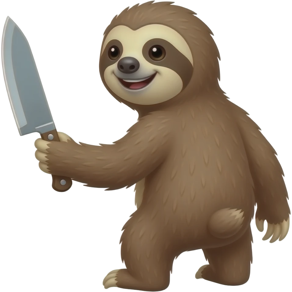 smile sloth width big knife turn back emoji