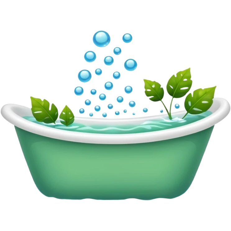 Bathtub with leaves for bubbles emoji