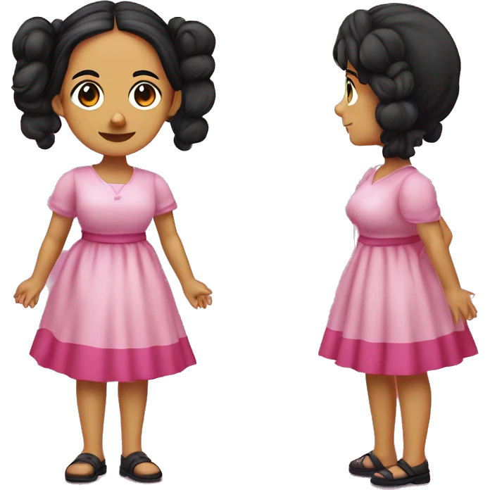 Mariana Bracetti Cuevas was a patriot and leader of the Puerto Rico independence movement. Pink dress. 2 pigtails. Dark hair old woman. emoji