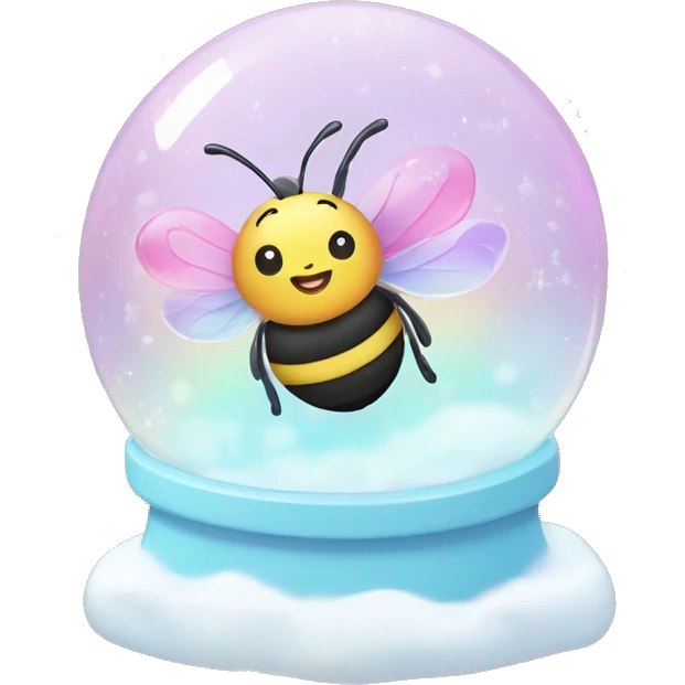 Kawaii rainbow pastel bee in snow globe  emoji