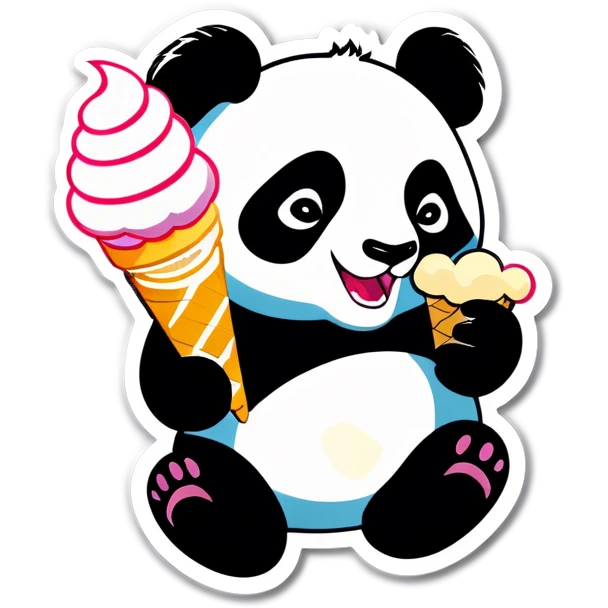 Panda eating ice cream emoji