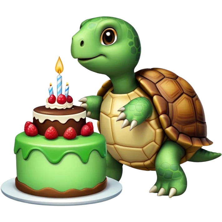 Turtle holding cake  emoji