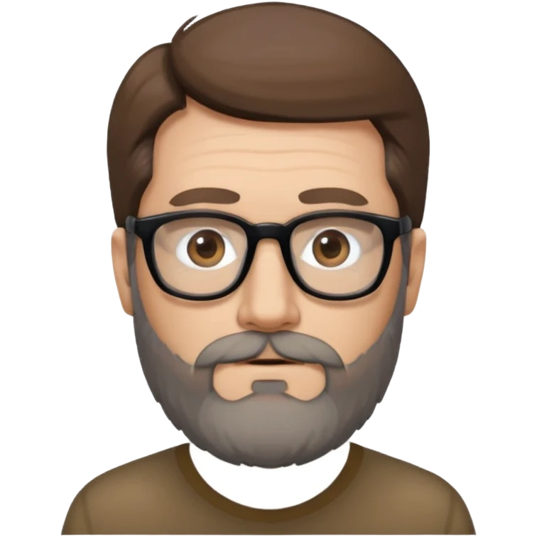 50 year old man with pale skin, medium brown hair (some gray at the temples) glasses and a beard shadow emoji