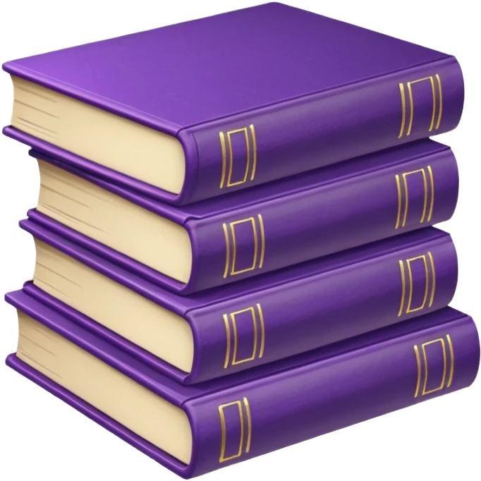 stack of books, top one purple emoji