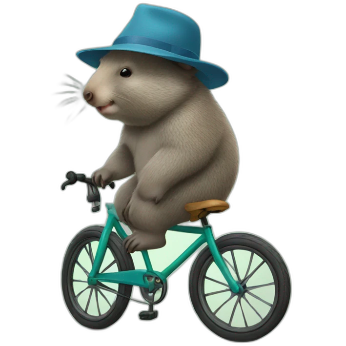 wombat in a hat on a bicycle emoji