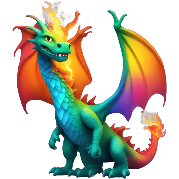 Dragon shooting fire on a rainbow  emoji