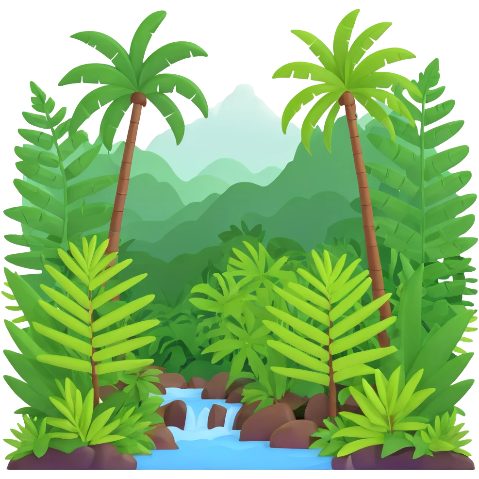 El Yunque rain forest with palm trees and ferns emoji