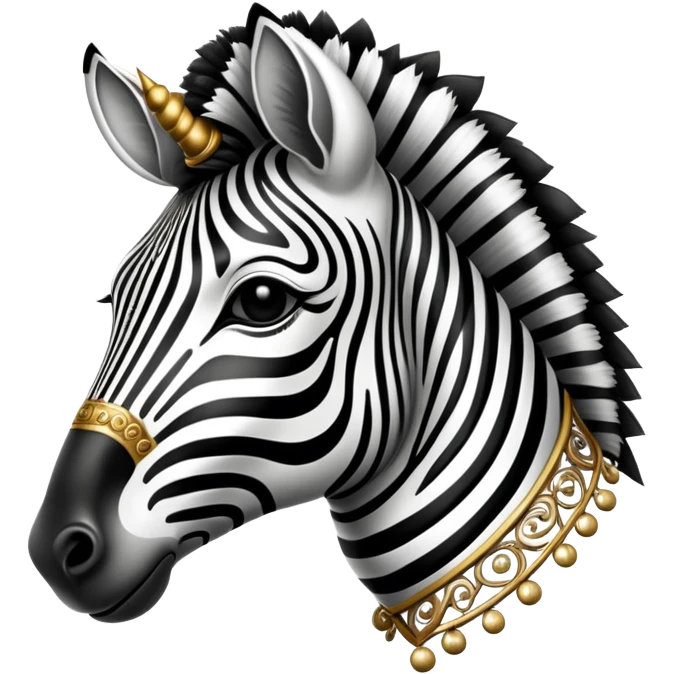 Vintage circus zebra wearing filigree emoji