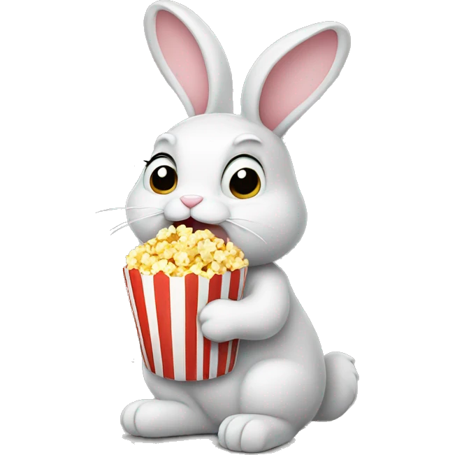 Bunny eating popcorn emoji