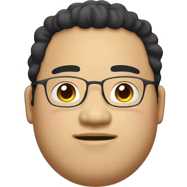 Asian, overweight, young man, black curly hair. emoji
