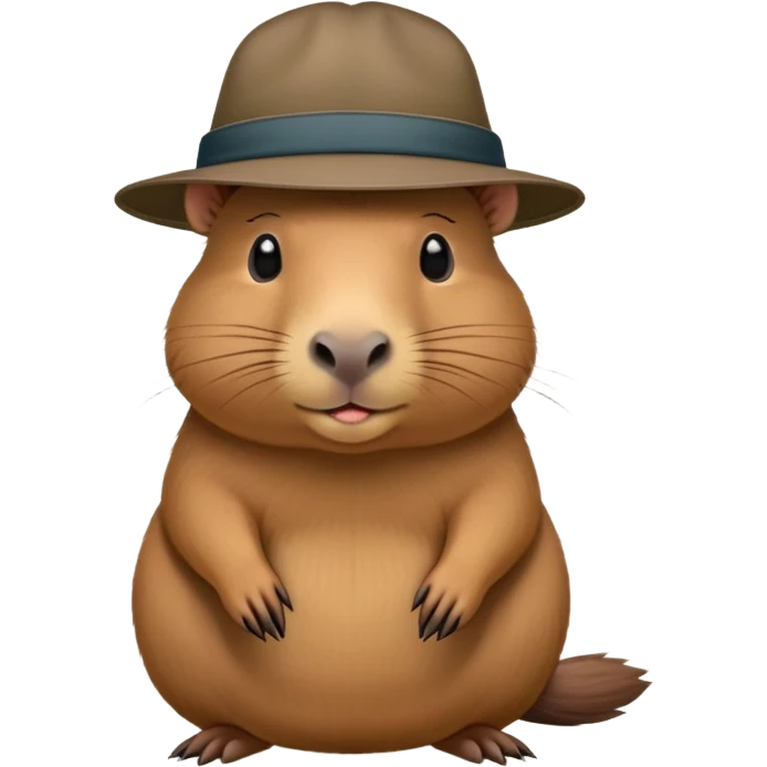 Capybara with a hat and a mini capybara  emoji