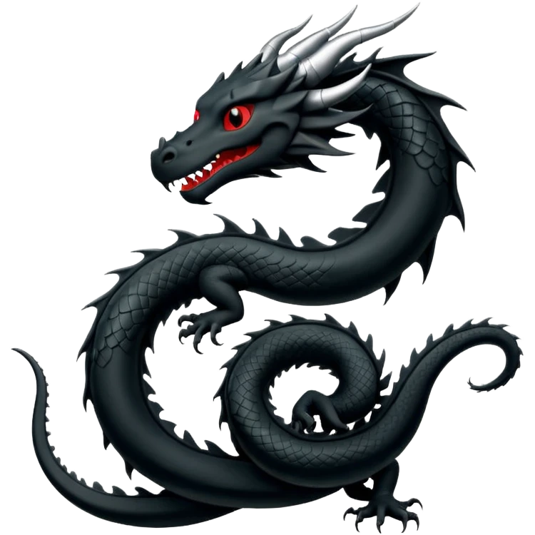 Minimalist Black dragon symbol emoji
