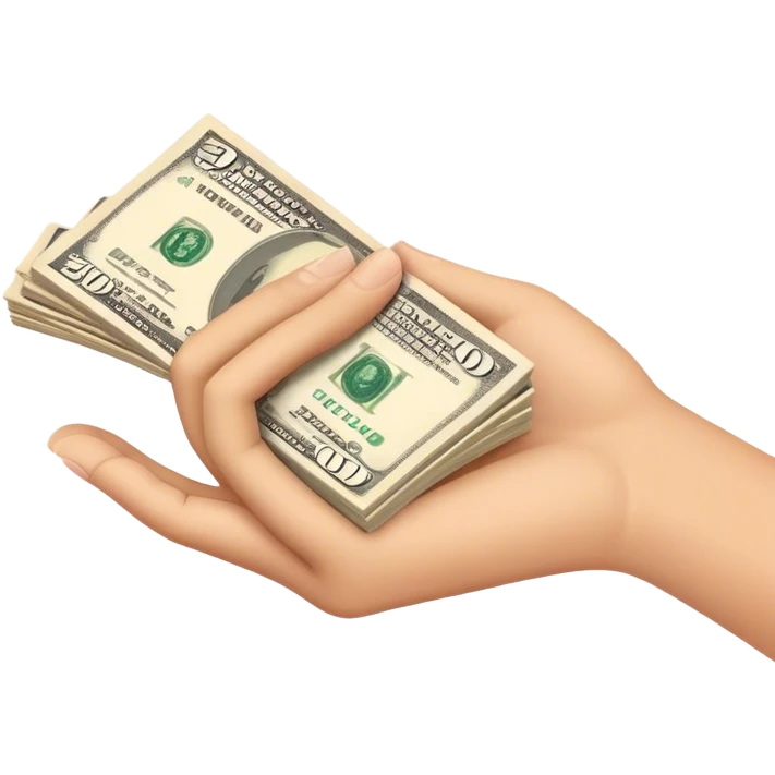 a hand holding money emoji