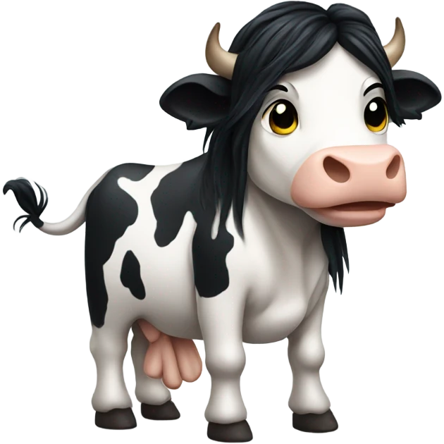 cow with long black hair and tattoos  emoji