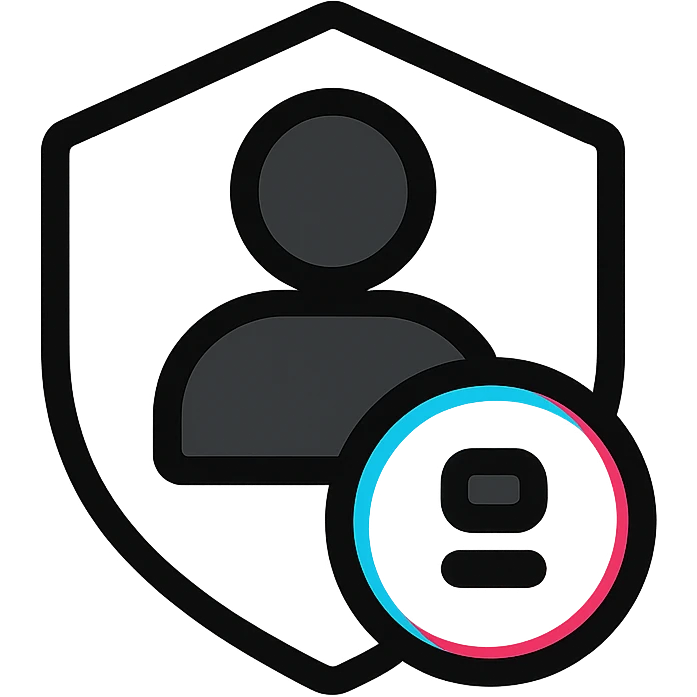 Minimalist Discord role icon featuring TikTok's color palette black white cyan and pink, abstract and sleek, for Discord roles emoji