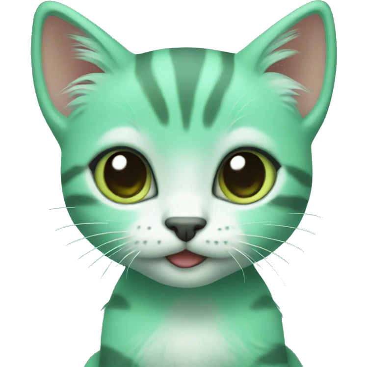 Green turquoise kitten emoji