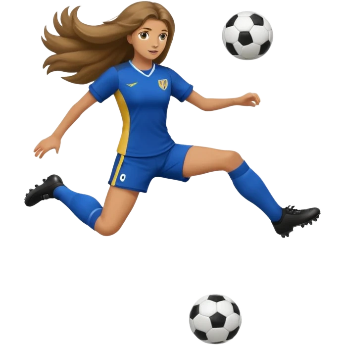 Long Haired Football Players, Female player, full body kick ball emoji