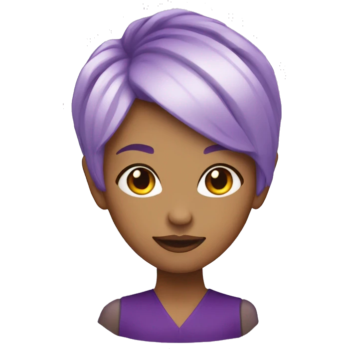 Woman with blonde pixie cut and purple highlights at the front  emoji