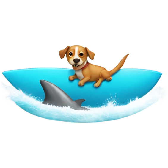 Dog surfing with a shark in Maldives emoji