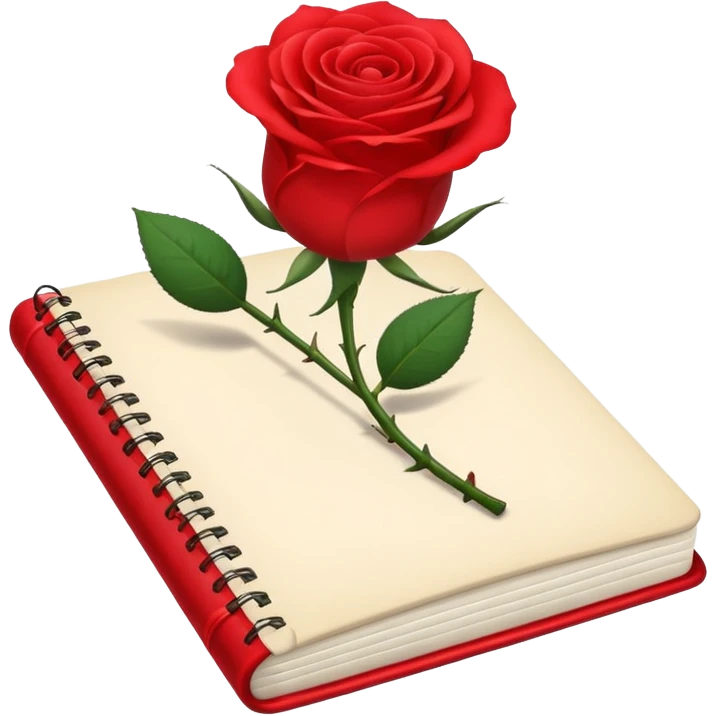 notebook  and rose emoji
