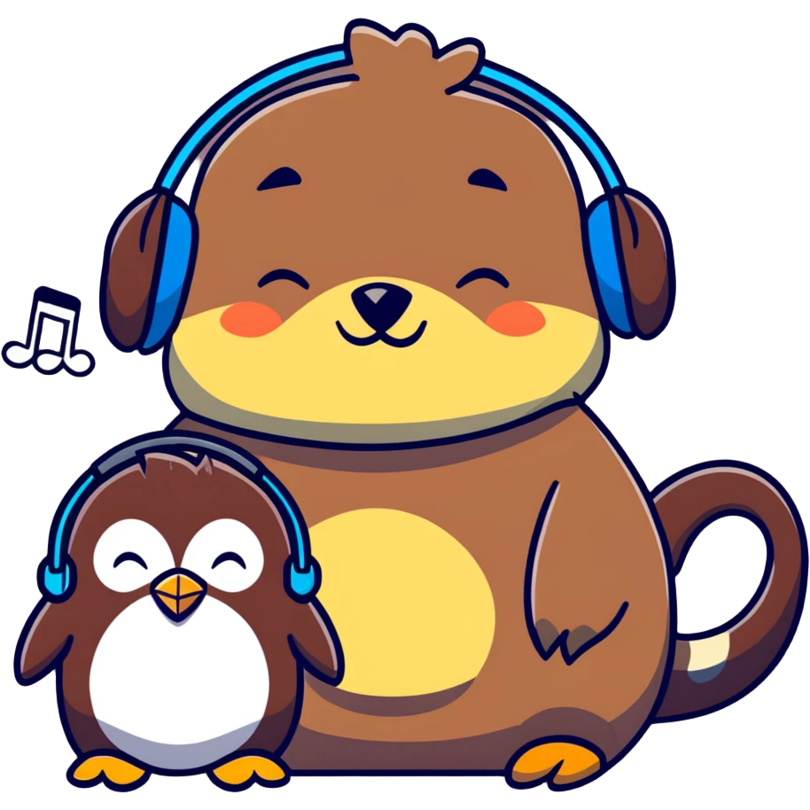 sleepy, creative musician with fashionable accessories, dachshund, penguin, and sloth emoji