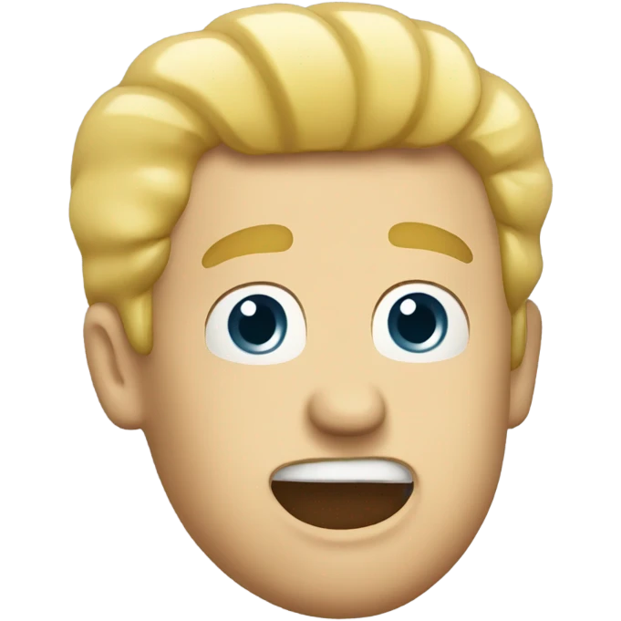 Man with blond hair spitting out mayonnaise emoji