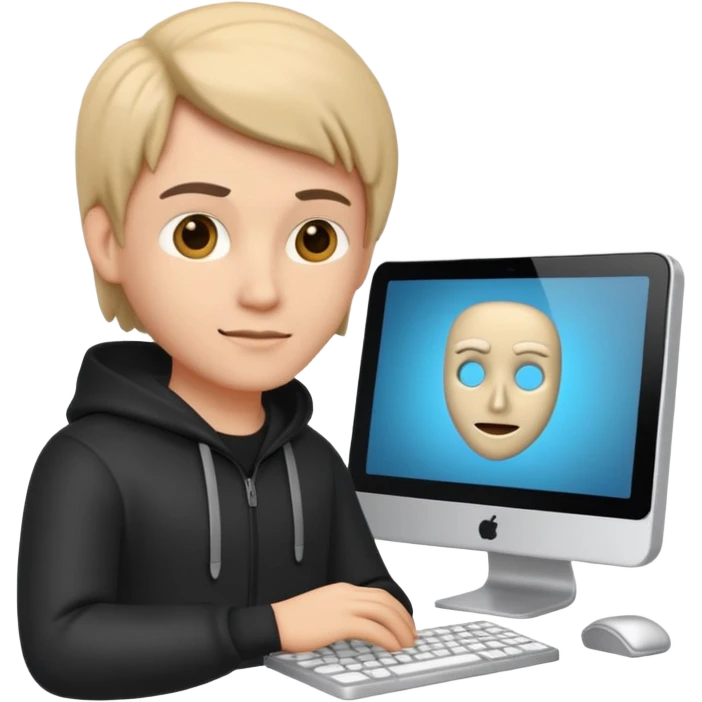 a 3d hacker with computer emoji