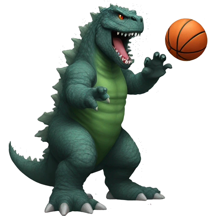 Godzilla playing basketball emoji