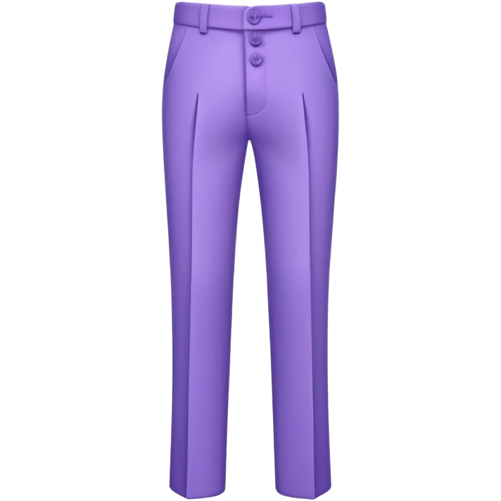 A 3D cartoon lavender-purple formal pant with visible seams and buttons, soft shading, isolated plain background, Memoji-style. emoji
