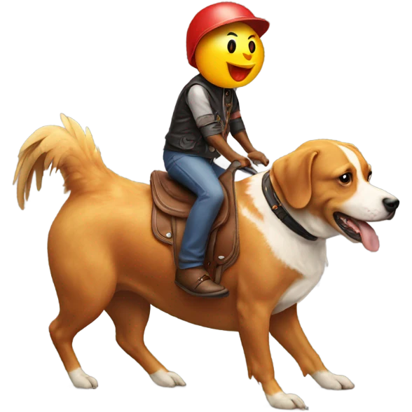 Chicken riding a dog  emoji