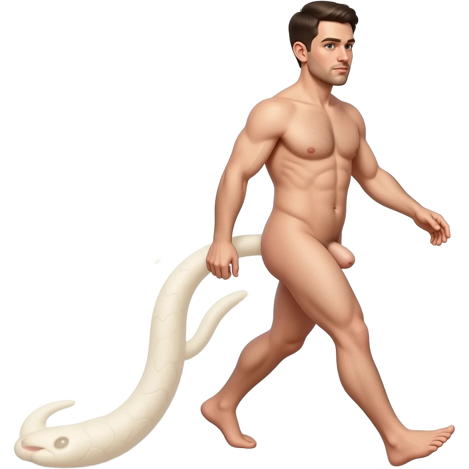 Bot walking around fully naked in public with his Penis dragging along the floor emoji